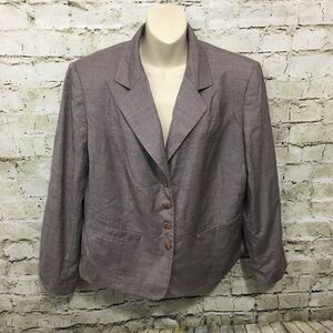 Tahari Tan Wool Blend Wooden Button Blazer